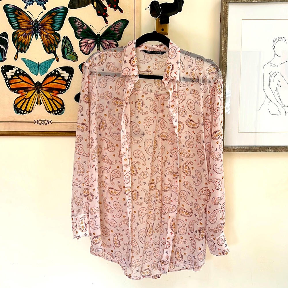 Sheer paisley zara button down